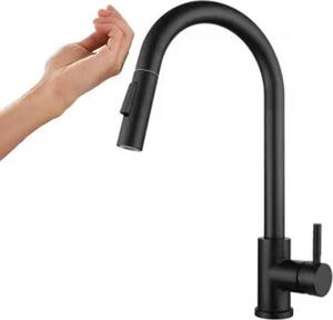 Domotechnika | Miscelatore da cucina Brenta - Nero - Funzione touch - Orientabile a 360° - Design moderno