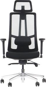 Sedia da ufficio girevole ergonomica AKCENT/M PLUS, base cromata, braccioli regolabili, seduta scorrevole (avanti-indietro), nero