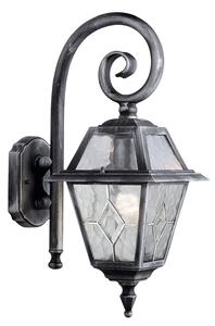 Applique Vintage-Decò Genova Alluminio Nero Rustico E Vetro Argento 1 Luce E27