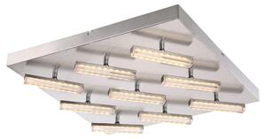 Lampada da soffitto a LED, 9 luci, finitura nichel opaco satinato, lunghezza 55 cm