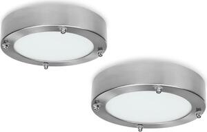 Plafoniere rotonde per il bagno in SET di 2 con LED 12W, acciaio e vetro, IP44