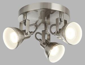 Plafoniera Tonda Contemporanea Focus Spot Acciaio Argento Bianco 3 Luci Gu10