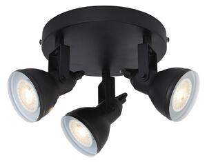 Plafoniera Tonda Contemporanea Focus Spotlight Acciaio Bianco Nero 3 Luci Gu10