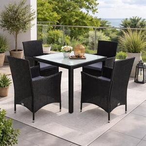 Gruppo di sedute in polyrattan Set di mobili da giardino in rattan Gruppo da pranzo da giardino nero