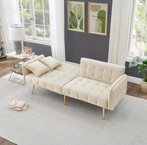 Divano letto a due posti, dimensioni 178x82x70 cm, rivestito in velluto, con schienale e braccioli regolabili, ideale per il soggiorno
