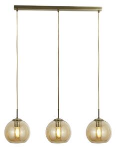 Lampadario Contemporaneo Balls Acciaio Adjustable Vetro Ambra 3 Luci E27