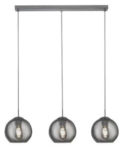 Lampadario Contemporaneo Balls Acciaio Cromo Vetro Fumè 3 Luci E27