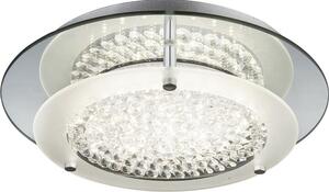 Lampada da soffitto a LED, cromata, con cristalli e bordo a specchio, diametro 28 cm