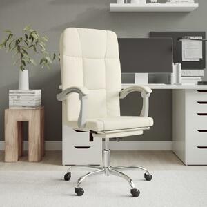 The Living Store Sedia da ufficio con funzione reclinabile in ecopelle crema