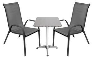 Set da giardino da bistrot, composto da: tavolo e 2 sedie impilabili, dimensioni 60x60x70 cm