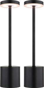 Set di 2 lampade da tavolo a LED, metallo, nero, dimmer touch, batteria ricaricabile, H 34,3 cm