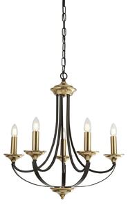 Lampadario Contemporaneo Campanile Acciaio Bronzo Marrone 5 Luci E14