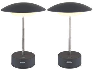 2 lampade da tavolo a LED, colore antracite, con dimmer, regolabili, altezza 26 cm