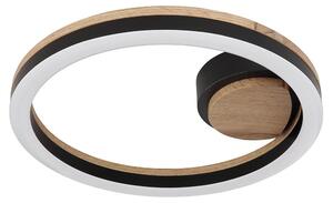 Plafoniera LED, metallo, nero, effetto legno, D 30 cm