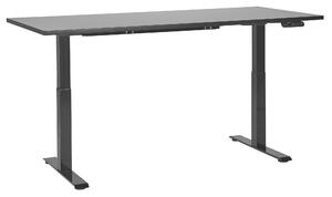 BELIANI Scrivania regolabile in altezza, piano nero, struttura in acciaio nero, 180 x 80 cm, regolazione elettrica dell'altezza, per uffici moderni