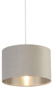 Sospensione Contemporanea Tamburo Acciaio Grigio Velluto Grigio 1 Luce D28Cm