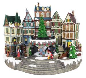 Villaggio di Natale animato case nordiche H 42 cm L 32 cm P 26 cm