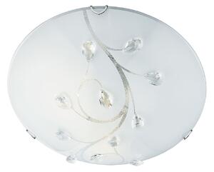 Plafoniera Classica Dunkerque Acciaio Bianco Vetro Cromo 1 Luce E27 D40Cm