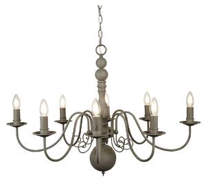 Lampadario Contemporaneo Greythorne Acciaio Grigio 8 Luci E14