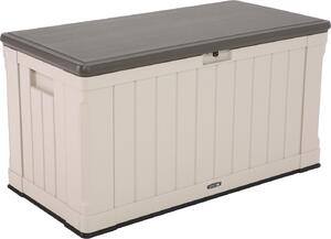 Lifetime Contenitore da giardino in plastica Harmony 440 L Contenitore per cuscini e baule da giardino Grigio chiaro 64x128x67 cm