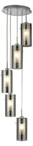 Lampadario Contemporaneo Duo 2 Acciaio Argento Cromo 5 Luci E14