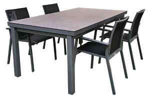 Set di 5 mobili da giardino in alluminio antracite Tavolo allungabile 180-240 cm con 4 sedie impilabili