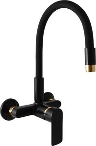 RAV Slezák COLORADO Miscelatore per lavabo, montaggio a parete Colore: Nero opaco / Oro, Attacco: 100 mm