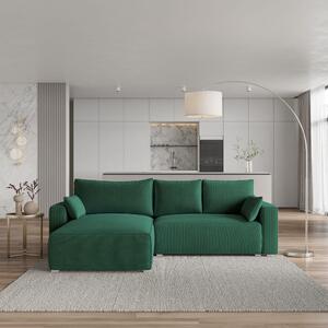 Divano angolare Masseno FORIL P con funzione letto a L, divano con box letto, divano da salotto, divano, divano, divano letto, set di divani - verde, POSO 14