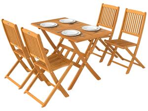 Set da giardino Outsunny in legno di acacia, composto da 5 pezzi: tavolo con 4 sedie pieghevoli