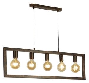 Lampadario Contemporaneo Oblungo Acciaio Marrone 5 Luci E27