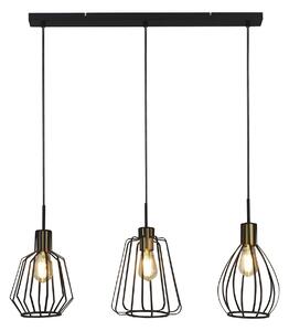 Lampadario Contemporaneo Melbourne Acciaio Nero Ottone 3 Luci E27