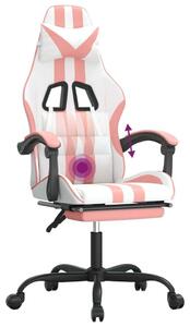 VidaXL Sedia da gioco con poggiapiedi girevole in ecopelle bianca e rosa