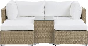 BELIANI Set da giardino con cuscini bianchi in polyrattan due sedie da giardino tavolo laterale
