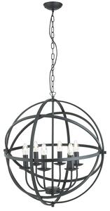 Lampadario Industrial-Nordico Orbita Acciaio Nero 6 Luci E14