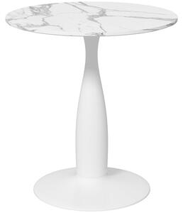 HOMCOM Tavolo da pranzo, tavolo da cucina rotondo, tavolo da pranzo con struttura in acciaio bianco