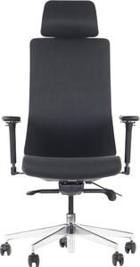 Sedia da ufficio girevole ergonomica AKCENT/F PLUS, base cromata, braccioli regolabili, seduta scorrevole (avanti-indietro), nero