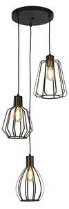 Lampadario Contemporaneo Senatore Acciaio Nero Ottone 3 Luci E27