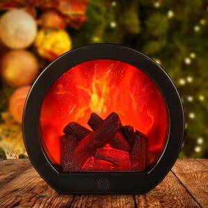 Camino elettrico decorativo - Effetto fiamma a LED, colore nero - 12x28x20 cm - Camino da tavolo autoportante