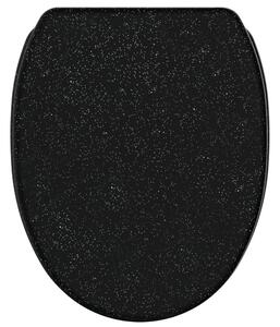 Sedile WC SANILO® con chiusura ammortizzata e chiusura rapida, nero glitterato, coperchio WC direttamente dal produttore, coperchio per WC, sedile WC, coperchio per WC