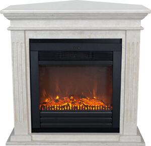Caminetto elettrico Xaralyn - Cadiz-Corner ELU - pietra naturale bianca - riscaldamento 1400 Watt - con telecomando - caminetto da incasso incluso - caminetto decorativo - caminetto ad angolo