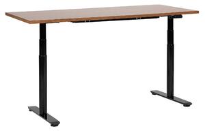 BELIANI Scrivania regolabile in altezza piano marrone scuro struttura in acciaio nero 160 x 72 cm regolazione elettrica in altezza ufficio moderno