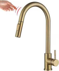 Domotechnika | Miscelatore da cucina Mortiza - Funzione touch - Ruotabile a 360° - Oro spazzolato - Moderno ed elegante