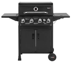 Barbecue a gas carrello - Griglia a 4 bruciatori - Bruciatore laterale - Griglia 60 x 34 cm - Acciaio inox