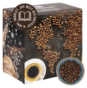 Calendario dell'Avvento Corasol Viaggio intorno al mondo del caffè con 24 miscele gourmet provenienti da 24 paesi, incl. libretto, chicchi di caffè interi (240 g)