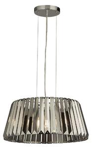 Lampadario Contemporaneo Tiara Acciaio Cromo Cristallo Fumè 5 Luci E14