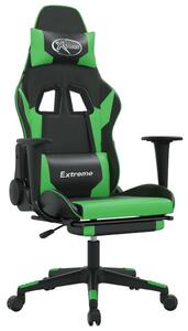VidaXL Sedia da gioco con poggiapiedi in ecopelle nera e verde