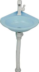 Mini lavabo, installazione autonoma, rubinetto e scarico integrati, blu