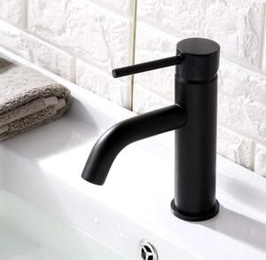 Rubinetto per lavabo in nero e oro, stile rotondo, miscelatore monocomando in ottone