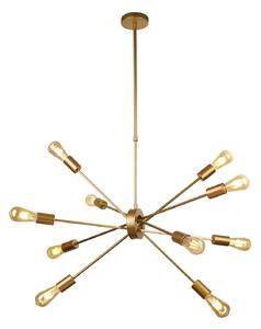 Lampadario Industrial-Nordico Alfa Acciaio Oro 10 Luci E27