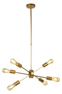 Lampadario Industrial-Nordico Alfa Acciaio Oro 6 Luci E27